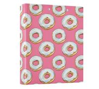 Donut on Pink Background 3 Ring Binder 1.5 Inch Round Ring Binder View Binder Holds 200 Documents for Home School Office Use