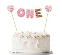 Donut One Cake Topper Banner,Pre-Strung Doughnut 1st Birthday Cake Bunting Topper,Donut Grow Up Themed First Birthday Party Decorations