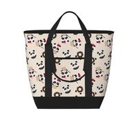 Donut panda Print Insulated Cooler Bag, Large Cooler Tote Bags Insulated for Food, Insulated Grocery Shopping Bags with Zippered Top for Travel Picnic
