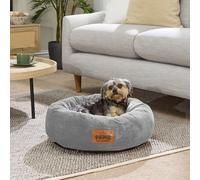 Slumberdown Small Donut Dog Bed (55 cm) - Soft, Supportive & Calming Nest for Puppy, Dogs & Cats | UK-Made, Washable, Non-Slip Base, Plush Cushioning Comfort in Grey