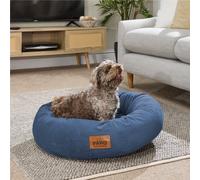 Donut Pet Bed with Navy Velour Removable Cover by Slumberdown - Medium 65cm