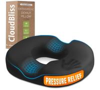 Donut Pillow Stadium Seat Cushion for Tailbone Pain Relief and Hemorrhoids, Memory Foam Seat Chair Cushion for Postpartum Pregnancy, Portable Seat Cushions for Bleachers, Car, Home & Office, Black-XL