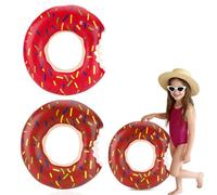 Donut Pool Float, 2Pcs Inflatable Donuts Pool Float Tube Blow Up Swim Rings for Kids Boy Girls Outdoor Summer Beach Entertainment Water Swimming Birthday Party Supplies Decorations,26Inch Pink&Brown