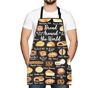 Donut Pretzel Sourdough Rolls Lovers Gifts Bread Around the World Apron Pastry Chef Gift Bread Theme Apron (Bread Around the World)