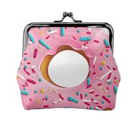 Donut Print Full Double-Sided Printed Pattern Women's and Girls' Fashionable Leather Kiss Lock Coin Purse Card Bag