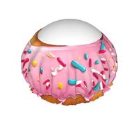 Donut Print -Print Extra Large Waterproof Shower Cap-Double Layer Protection For Long/Curly Hair - Reusable & Travel Friendly.