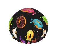 Donut Print Soft Shower Cap for Women Men Reusable hat Lightweight hat and Bath Hair Cap