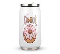 Donut Printed Stainless Steel Tumbler Travel Coffee Mug Insulated Water Cup with Lid and Straw