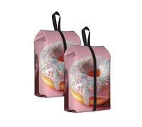 Donut Printed Travel Shoe Storage Bag Waterproof Jacquard Fabric is Lightweight, with Strong Handle and Central Zipper.