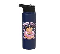 Donut Queen Pink Frosted Crown Hearts Stainless Steel Insulated Water Bottle
