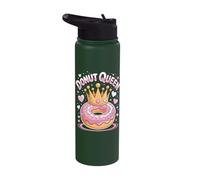 Donut Queen Pink Frosted Crown Hearts Stainless Steel Insulated Water Bottle