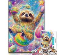 Donut Sloth JigsawPuzzle 1000 Pieces for Adults,Challenging Game And Family Play for Is Ideal As A Gift for The Whole Family (38x26cm)