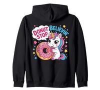Donut Stop Believin Unicorn Kawaii Cute Food Pun Zip Hoodie
