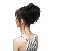 Donut Synthetic Chignon Curly Scrunchie Updo Elastic Messy Bun Fake Hair Hairpieces Bands Bundle Tail Blonde for Women Hair Ponytail for Women Girls(Off black)