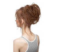 Donut Synthetic Chignon Curly Scrunchie Updo Elastic Messy Bun Fake Hair Hairpieces Bands Bundle Tail Blonde for Women Elegant or Chic Look(Light Auburn)