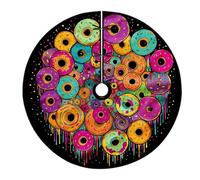 Donut Tree Skirt, Fun Fanciful Sprinkles Colorful Fun Multicolor Velvet Tree Skirt Holiday Decorations for Home Entryway Living Room Indoor Festival Party Decor 60 Inch