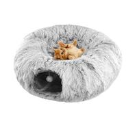 Donut Tunnel Bed for Cats | 2-in-1 Plush Kitten Nest | Soft Cat Warm Bed - for Pet Parents Animal Lovers Office Bedroom Recovery Period Nighttime Sleeping Daytime Napping Rescue Shelter