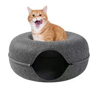 Donut Tunnel Bed for Cats, Cat Tunnel Bed for Indoor Cats - Scratch Resistant Felt Round Cat Basket Detachable Donut Tunnels,Cat Tunnel Toy Cat Reusable Donut Tunnel Bed with Zipper for Home