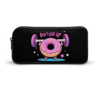 Donut Weightlifting Don't Give Up Large Capacity Pencil Case Zipper Office Storage Pouch Multifunctional Makeup Bag for Travel 22 * 12 * 5cm