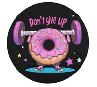 Donut Weightlifting Don't Give Up Round Wooden Puzzle Letter on Back