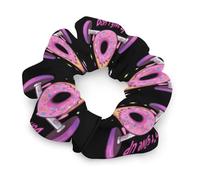 Donut Weightlifting Don't Give Up Soft Satin Scrunchies Fashion Print Hair Ties Big Ponytail Holder Birthday Gift for Women
