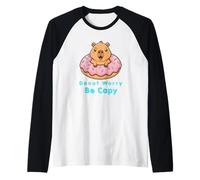 Donut Worry Be Capy Funny Cute Animal Lover Capybara Raglan Baseball Tee