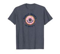 Donut Worry Be Happy - Cheerful Pastry Pun T-Shirt, Men, Heather Blue, Large