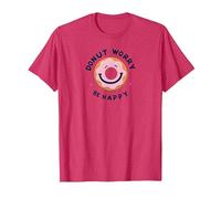 Donut Worry Be Happy - Cheerful Pastry Pun T-Shirt, Men, Red Heather, Small