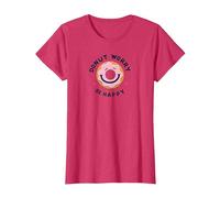 Donut Worry Be Happy - Cheerful Pastry Pun T-Shirt, Women, Red Heather, Small