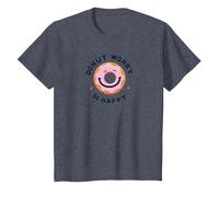 Donut Worry Be Happy - Cheerful Pastry Pun T-Shirt, Youth, Heather Blue, 2T