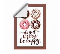 Donut Worry Be Happy Typography Unframed Wall Art Print A3 (42×29.7cm), Wall Decor for Living Room, Bedroom, Office & Home, Art Gift