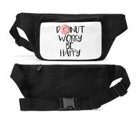 Donut Worry Be Happy Unisex Waist Bag Black