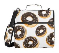 Donuts 1.5 Inch 3 Ringing School Zipper Binder with Handle and Removable Shoulder Strap Easy to Carry School Supplies Organizer for Office School