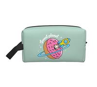 Donuts and Rockets Light Green Travel Toiletries Makeup Organizer Large Capacity Portable Cosmetic Bags for Women Girls