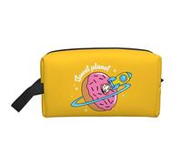 Donuts and Rockets Yellow Travel Toiletries Makeup Organizer Large Capacity Portable Cosmetic Bags for Women Girls