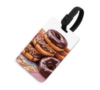 Donuts Chocolate Luggage Tag for Suitcases TSA Approved with Name Id Card Suitcase Tags Identifiers Black Strap Clear Window Personalized Baggage Tag for Cruise Airport Travel Essentials