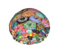 Donuts Reusable Luxury Shower Cap For Women, Double Layer Protective Elastic For Ladies Salon Spa
