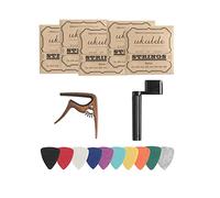 Donux Nylon Ukulele Strings Kit,Include 5 Sets Strings,10 Pieces Ukelele felt picks,Capo and String Winder for Soprano Concert and Tenor Ukele