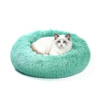 DONWEI Calming Dog Cat Donut Bed, Washable Dog Cat Bed, Small Medium Cat Beds for Indoor Cats, Fluffy Anti Anxiety Puppy Kitten Beds with Non-lip Bottom, Green, 50x50cm