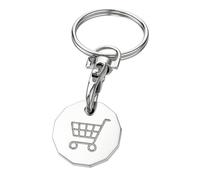 DONWOIE 4-Pack Metal Shopping Cart Coin Keychains - Trolley Token Keyrings Bag Charms for Women with Engraved Icon, Cool Key Rings Gifts for Shopping Enthusiasts & Retail Pros