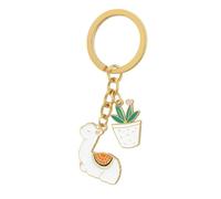 DONWOIE Alpaca Keyring - Animal Keychain Bag Charms for Women with Sleeping Alpaca & Pink Flowers, Cute Key Rings Gifts for Animal Lovers