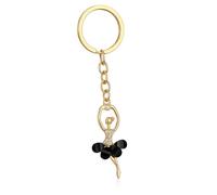 DONWOIE Ballerina Keyring - Dancer Keychain Bag Charms for Women with Sparkling Rhinestone Tutu & Bead Accent, Cute Key Rings Gifts for Ballet Lovers and Graceful Girls-Black
