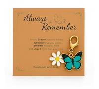 DONWOIE Butterfly Keyring -Butterfly Keychain with White Daisy Pendant, Accompanied by Encouragement Card,Cute Keyring Handmade with Love-Bule-Black