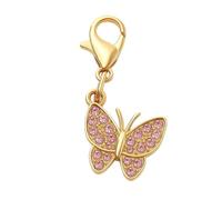 DONWOIE Butterfly Keyring - Rhinestone Keychain Bag Charms for Women with Sparkling Pink Gemstone Wings, Cute Key Rings Gifts for Butterfly Lovers
