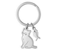 DONWOIE Cat Keyring - Fishbone Keychain Bag Charms for Women with Charming Feline & Detailed Fishbone, Cute Key Rings Gifts for Cat Lovers & Pet Owners