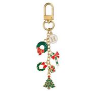 DONWOIE Christmas Tree Keyring - Christmas Keychain, Festive Holiday Wreath Candy Cane Xmas Tree Bag Charms for Women, Joyful Key Rings Gifts for Her, Friends & Family