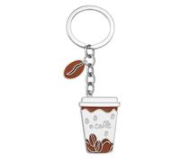 DONWOIE Coffee Keyring - Cup Keychain Bag Charms for Women with Brown Bean and Patterned Mug,Cozy Coffee Bean & Caffè, Cool Key Rings Gifts for Coffees Lovers and Baristas