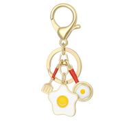 DONWOIE Cooking Keyring - Chef Keychain for Bag Charms with Red-Handed Spatula, Star Fried Egg, and Round Pan, Cute Keyrings Gifts for Women Men Girls Boys Food and Cooking Lovers