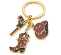 DONWOIE Cowboy Keyring - Western Keychain Bag Charms with Whip, Cowboy Boots, and Hat Decorations, Cool Keyrings Gifts for Western Fans