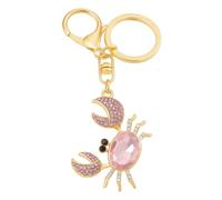 DONWOIE Crab Keyring -Rhinestone Crab Keychain Bag Charms for Women with Large Oval Stone & Diamond Accents, Cute Key Rings Gifts for Ocean Lovers & Light Luxury Style-Pink